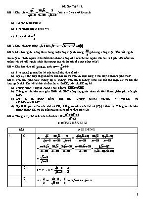 Đề ôn tập môn Toán Lớp 9 - Đề số 17 (Có đáp án)